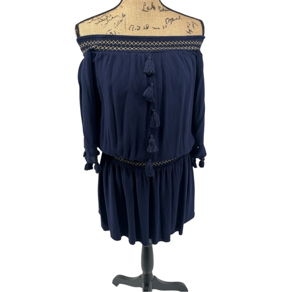 Lilly Pulitzer Navy Blue Joelle Off Shoulder Mini Short Dress Coastal Summer - Picture 9 of 15